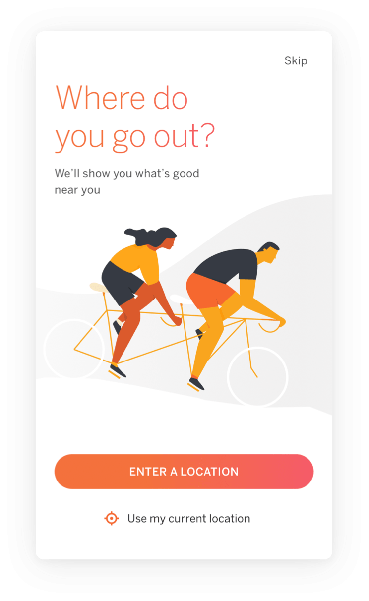 Location selection app screen