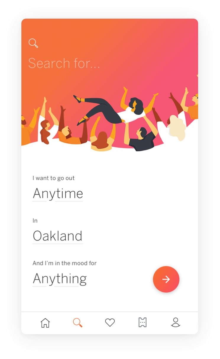 Category selection app screen